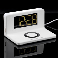 Часы-будильник с зарядкой НОВЫЕ ТЕХНОЛОГИИ белые